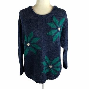 College Town Vintage Floral Wool Blend Sweater